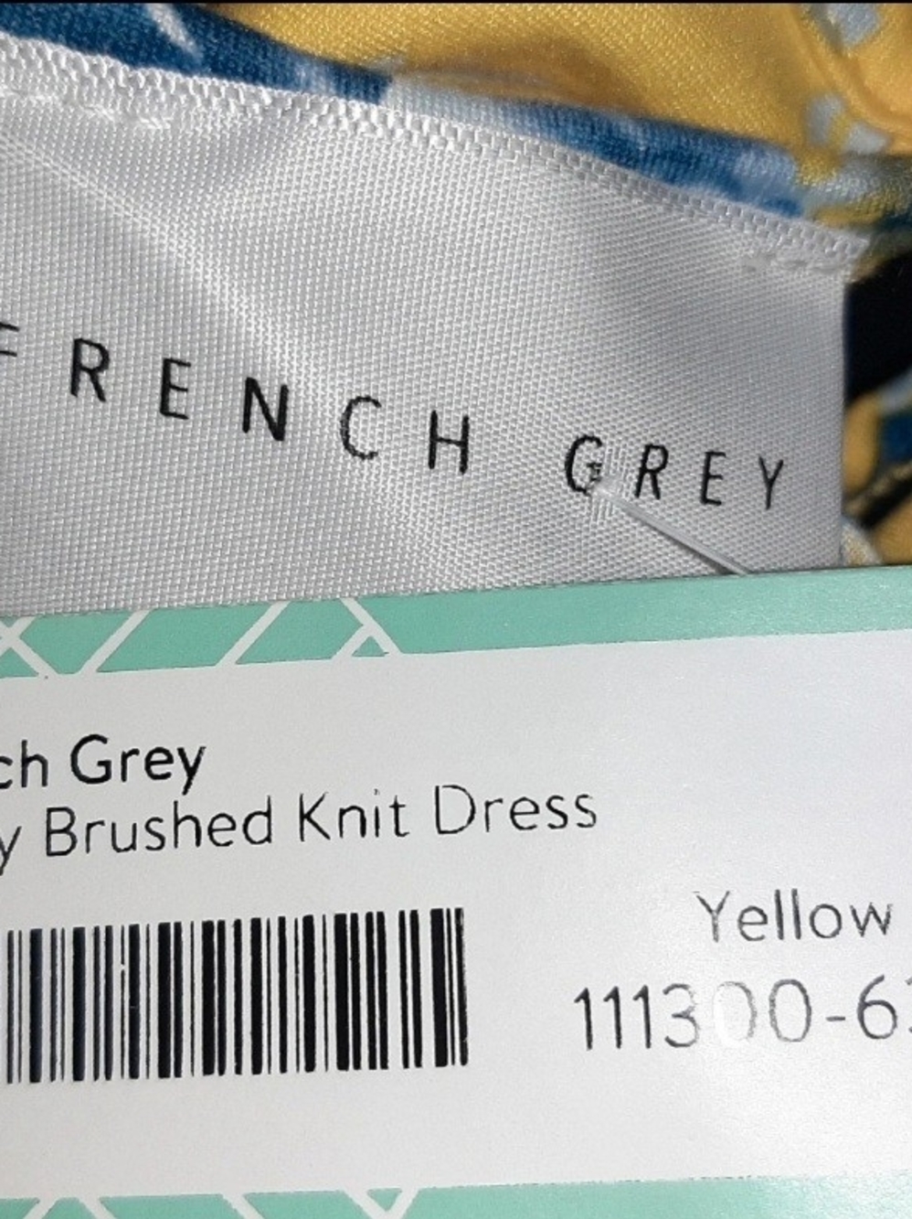NWT French Grey Brushed Knit Yellow Maxi Dress with Blue Floral Print S - Picture 5 of 7